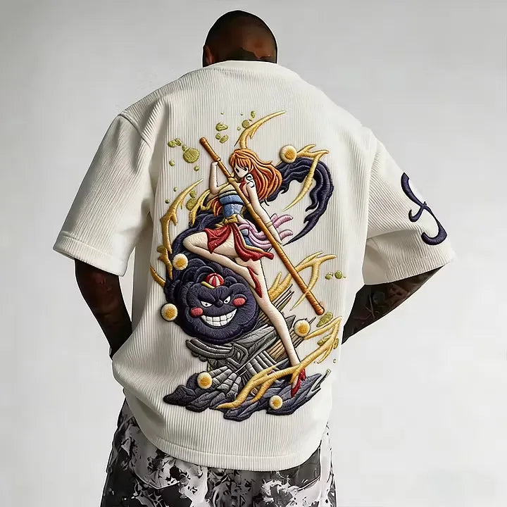 Unisex Anime Inspired Vintage Corduroy T-Shirt