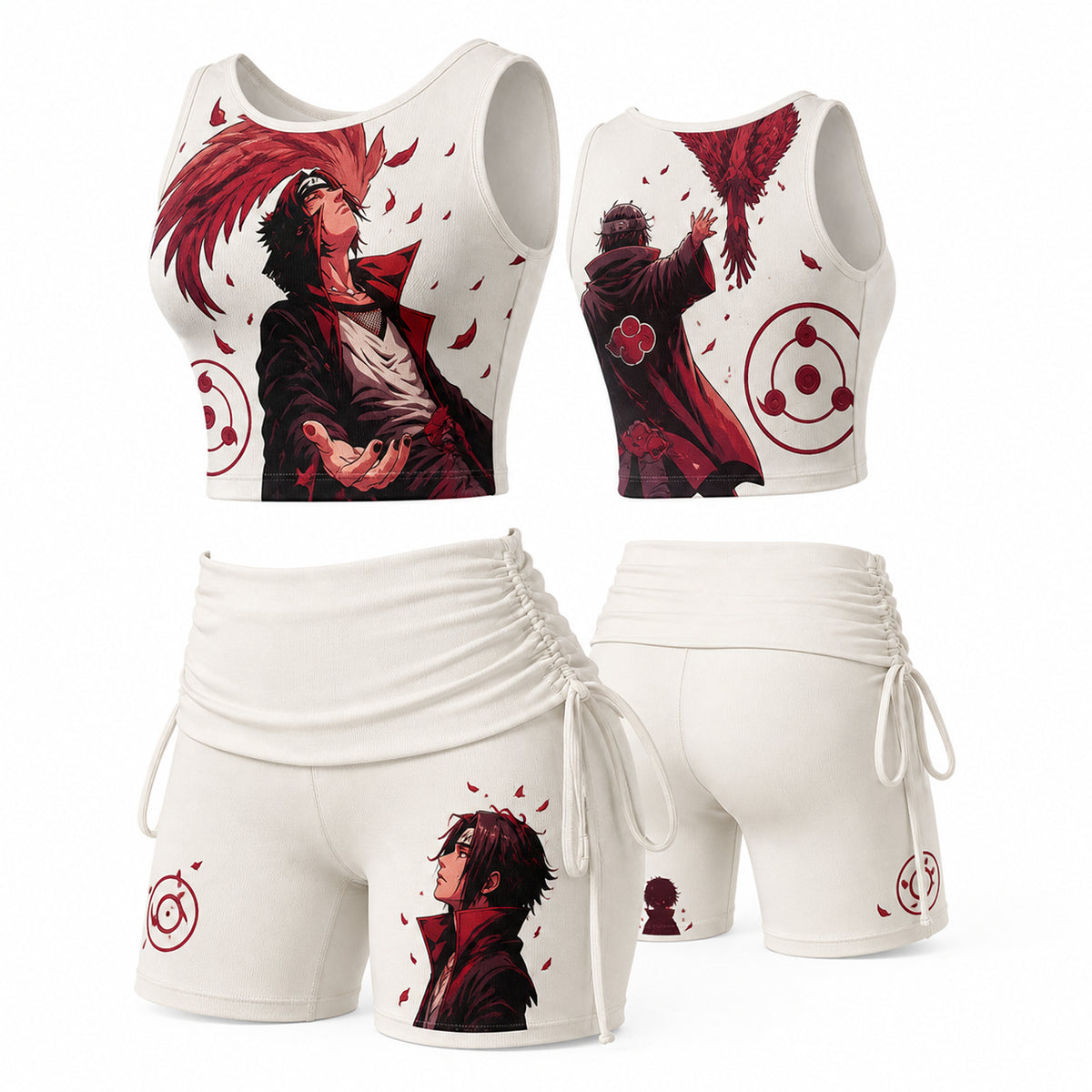 Women's Anime-Print Tank Top And Shorts Sports Set