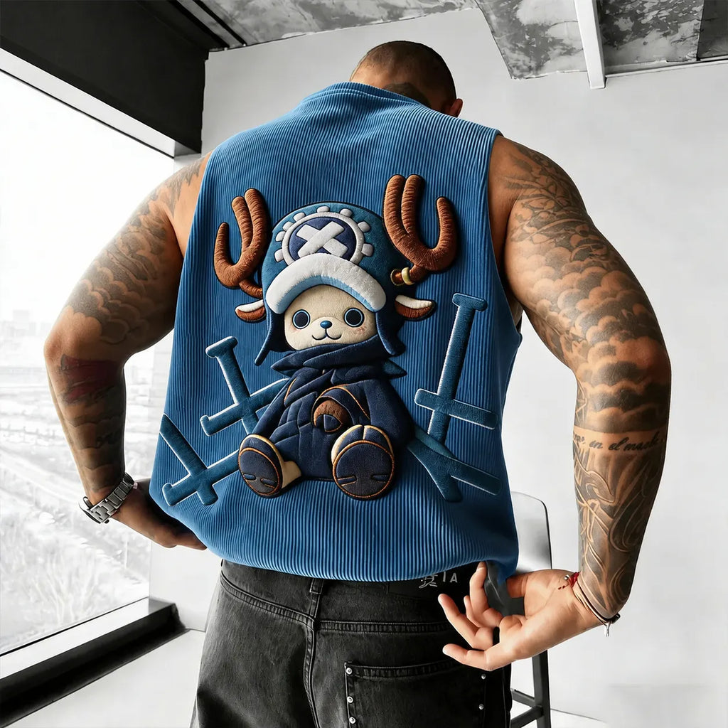 Unisex Anime-Style Retro Corduroy Tank Top