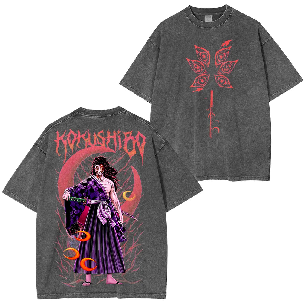 Kokushibo KNY Anime Unisex Washed T-Shirt