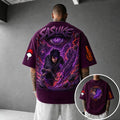 Unisex Anime-Style Retro Corduroy Oversized T-Shirt