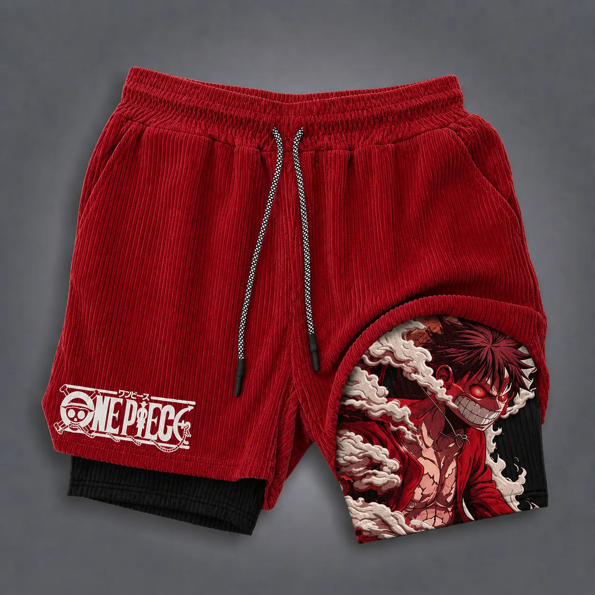 Unisex Double-layer Shorts With Anime Print