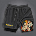 Unisex Double-layer Shorts With Anime Print