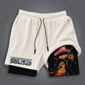 Unisex Double-layer Shorts With Anime Print
