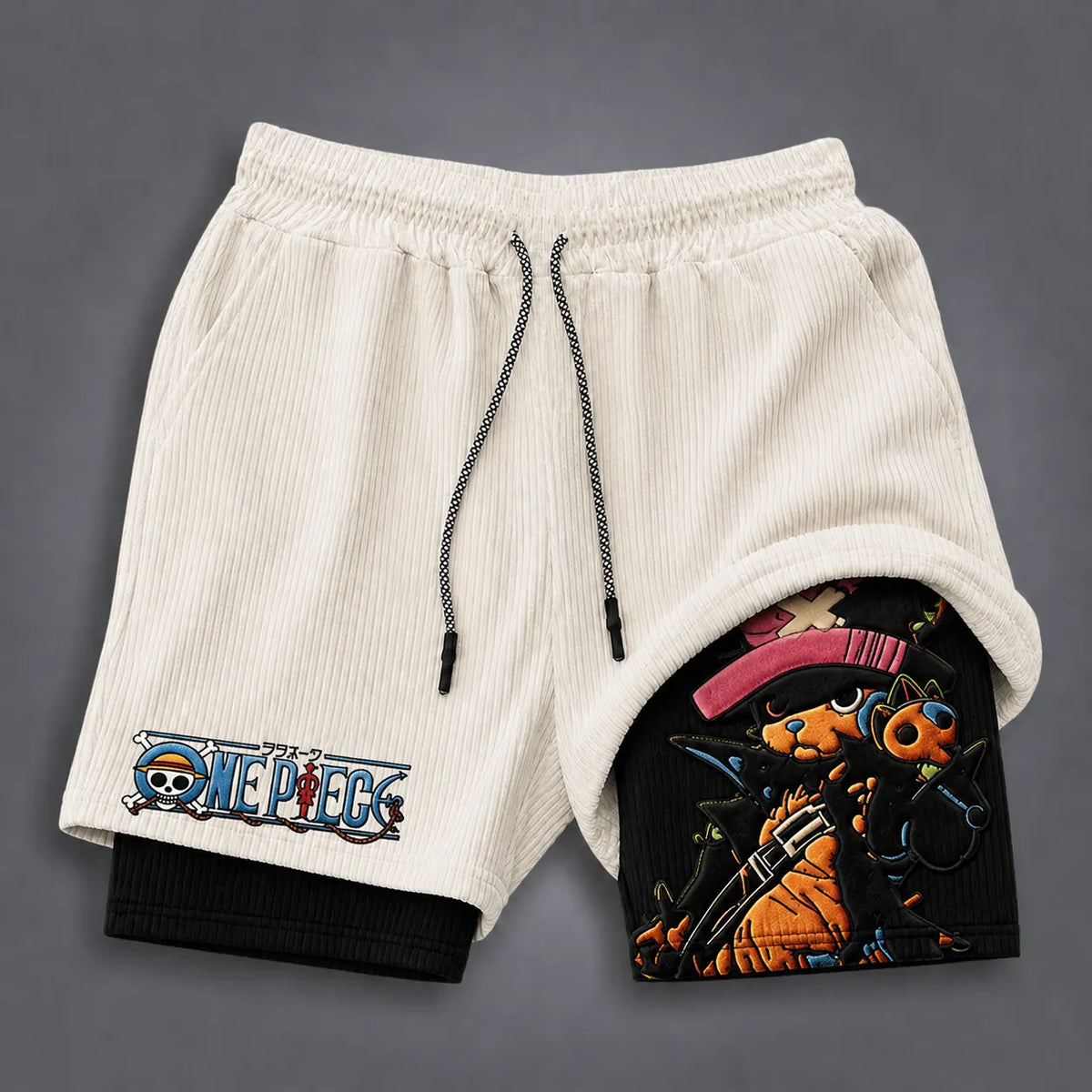 Unisex Double-layer Shorts With Anime Print