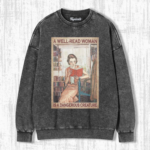 BOOKISH VINTAGE LADY PRINT T-SHIRT