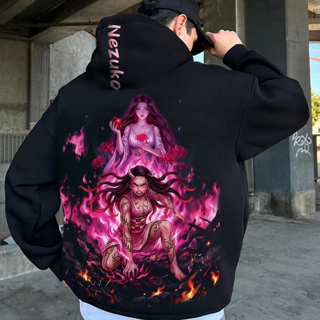 Plus Velvet Unisex Anime Graphic Streetwear Vintage Hoodie