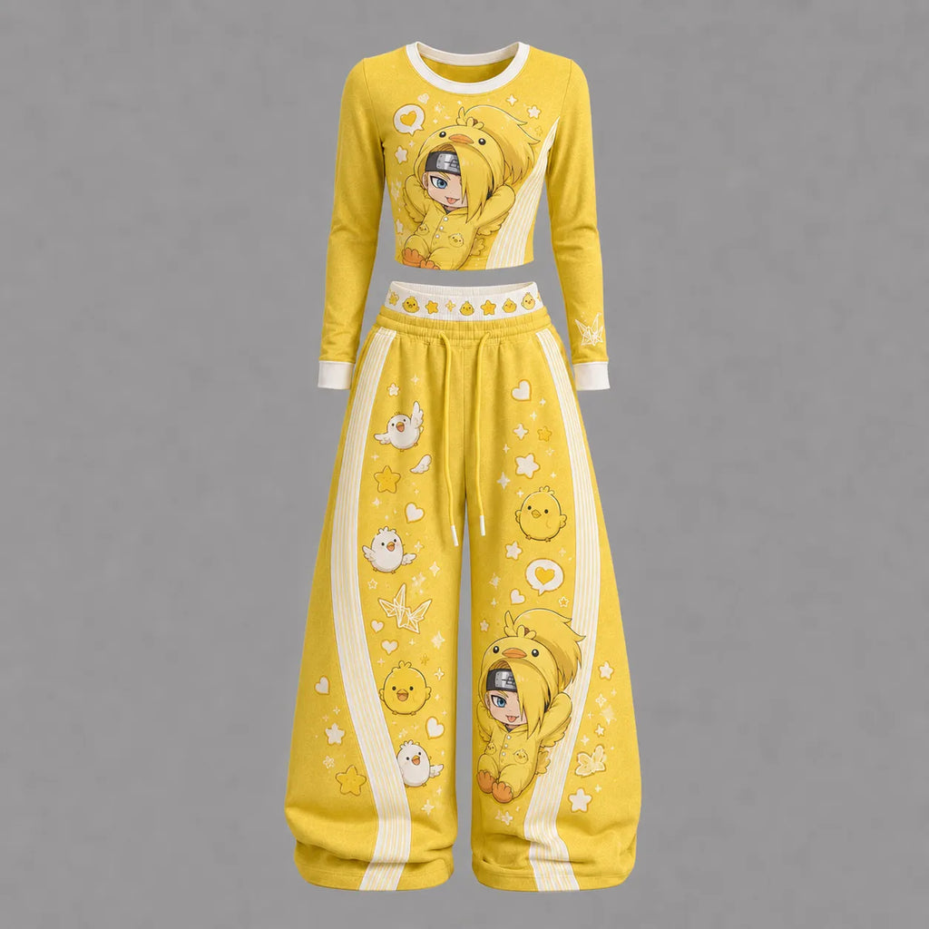 Naruto-Deidara-Long-sleeved double-layer stretch pants set | Anime Graphic