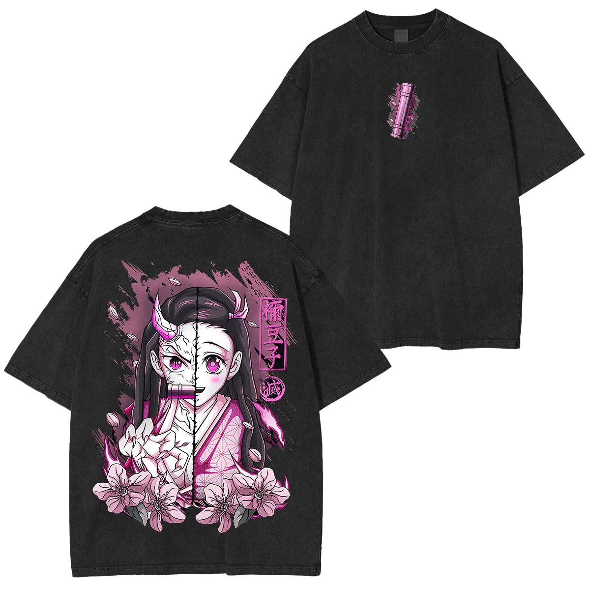 Nezuko Kamado, KNY Anime Unisex Washed T-Shirt