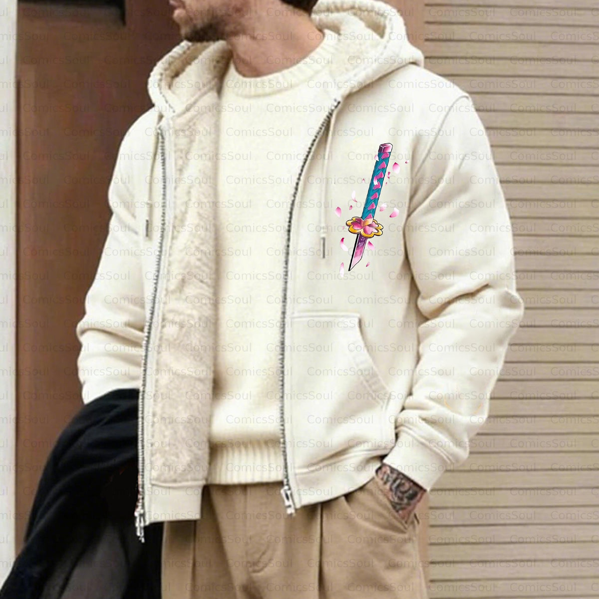 Unisex Graphic Streetwear Vintage Zipper Cardigan Plush Hoodie