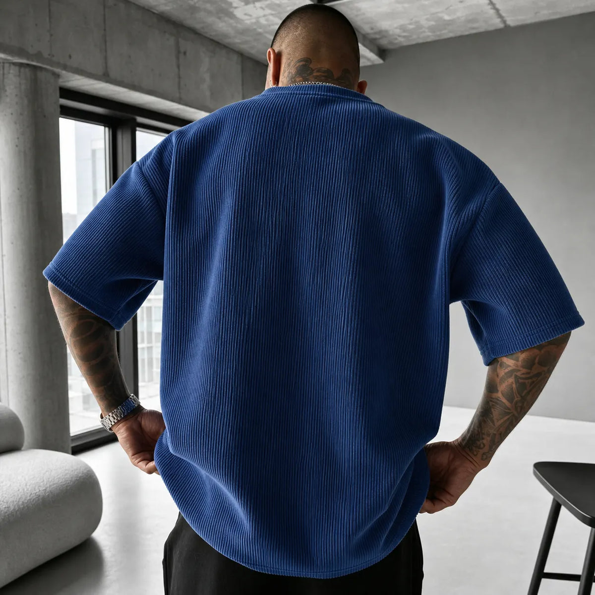 Unisex Anime-Style Retro Corduroy Oversized T-Shirt