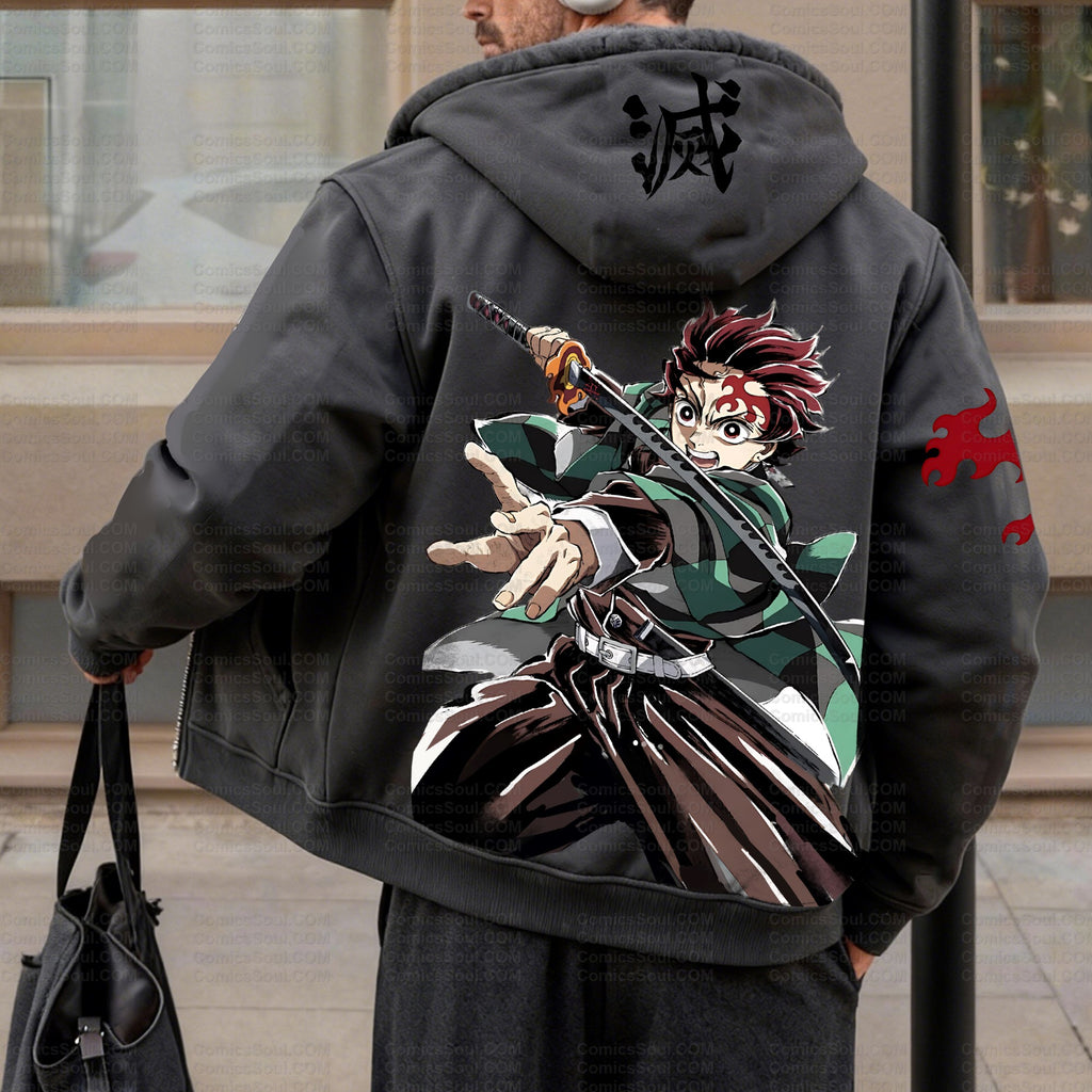 Unisex Graphic Streetwear Vintage Zipper Cardigan Plush Hoodie