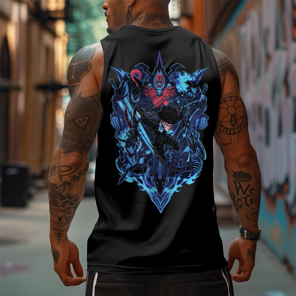 Oversized Anime Print Gym Tank Top