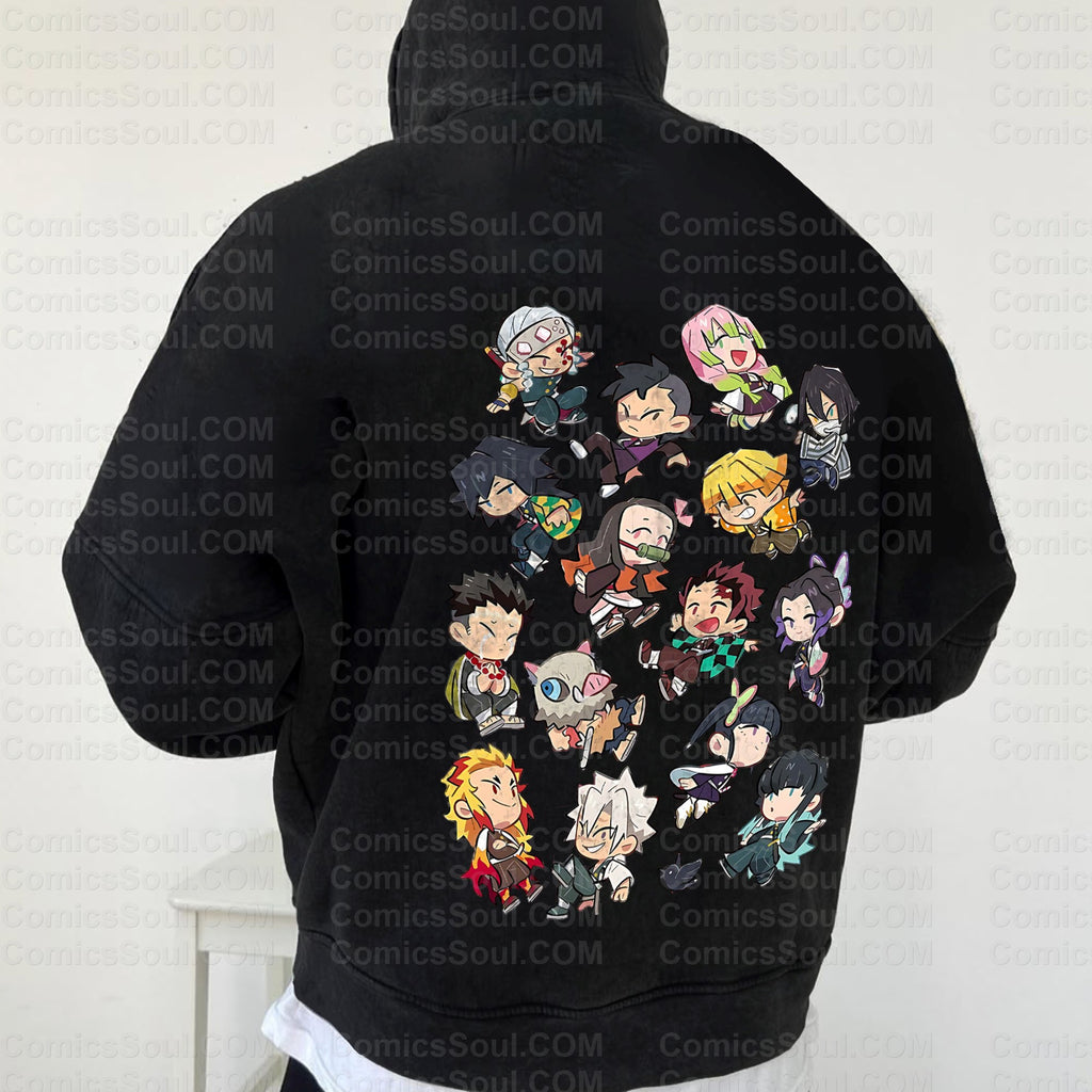 Vintage 3D Direct Inkjet Printed Washed Unisex Plush Hoodie