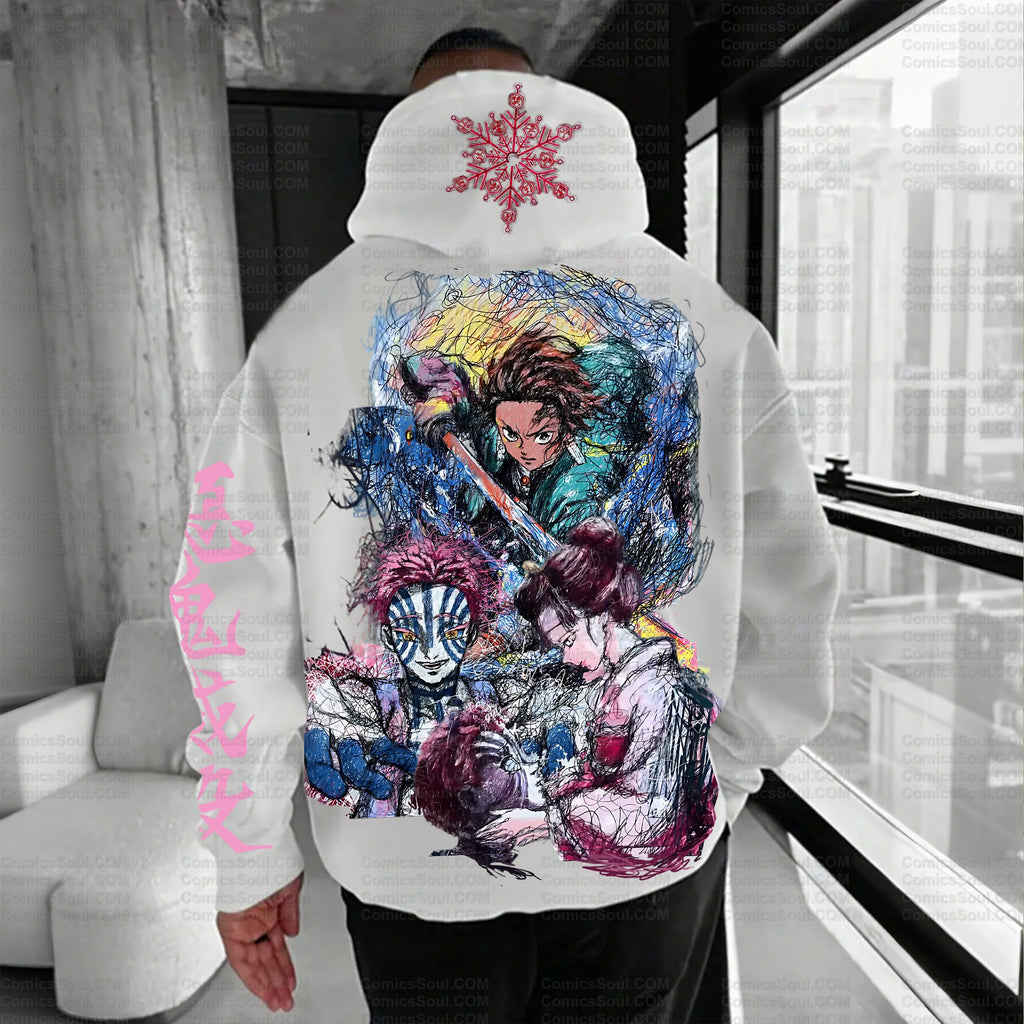 Plus Velvet Unisex Anime Graphic Streetwear Vintage Hoodie