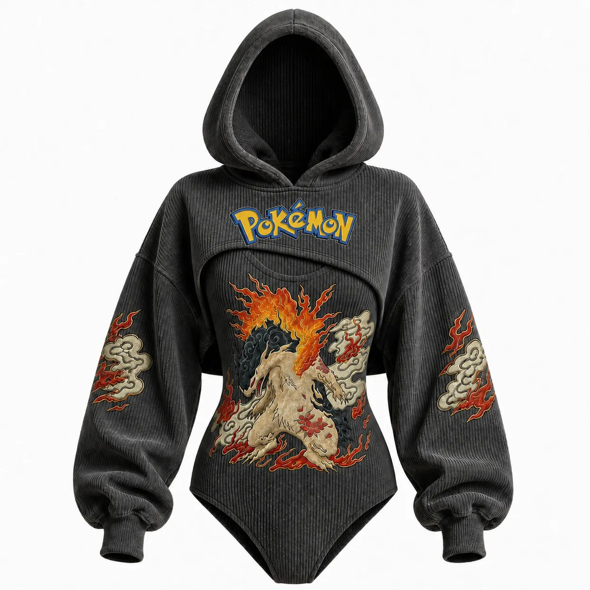 Women's Anime-Print Hooded Romper Set