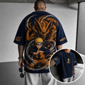Unisex Anime-Style Retro Corduroy Oversized T-Shirt
