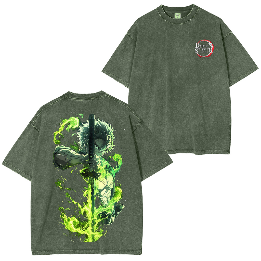 Wind Hashira,Demons Slayer Anime Unisex Washed T-Shirt| KNY