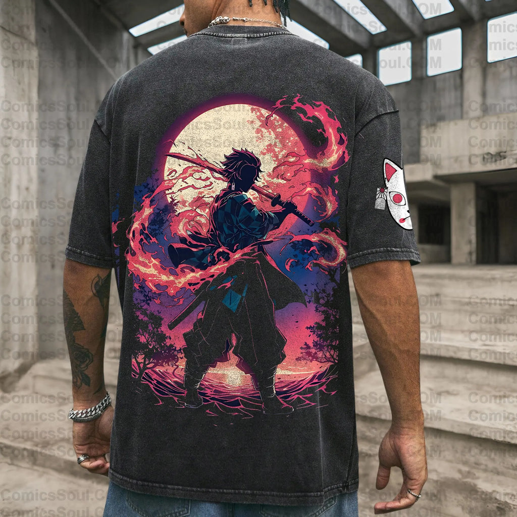 Vintage 3D Direct Inkjet Printed Washed Unisex T-Shirt