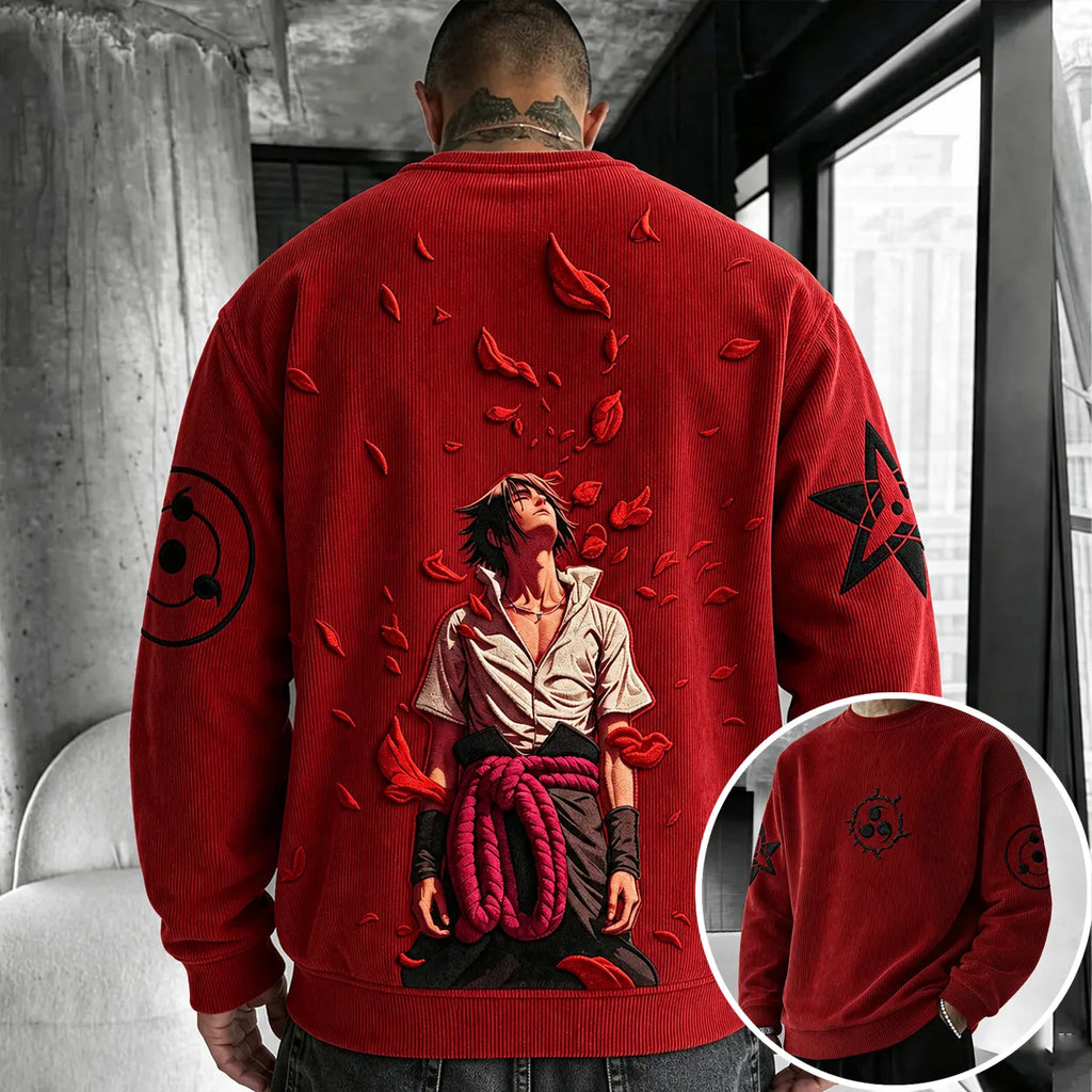 Unisex Retro Corduroy Sweatshirt In Anime Style