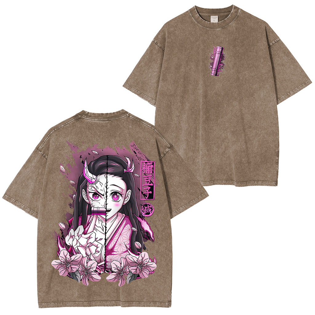 Nezuko Kamado, KNY Anime Unisex Washed T-Shirt