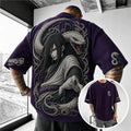 Unisex Anime-Style Retro Corduroy Oversized T-Shirt