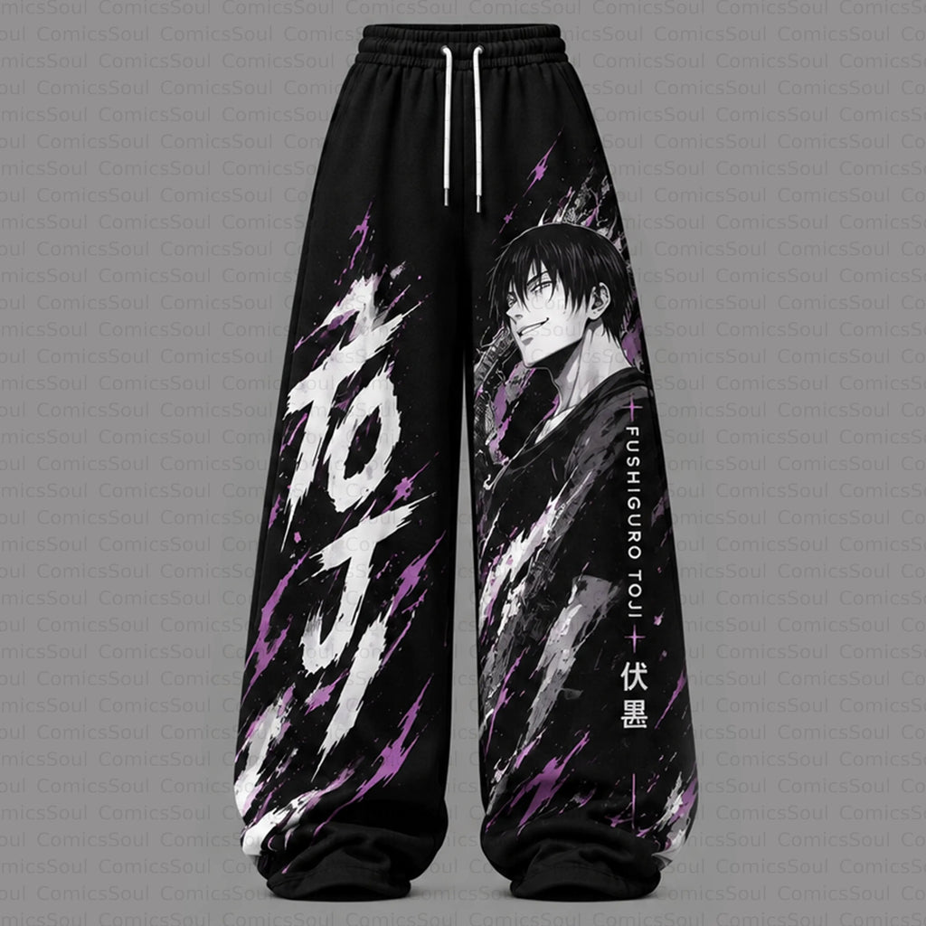 Jujutsu Kaisen Cropped Long Sleeve Hoodie & High Waist Jogger Pants Two Piece