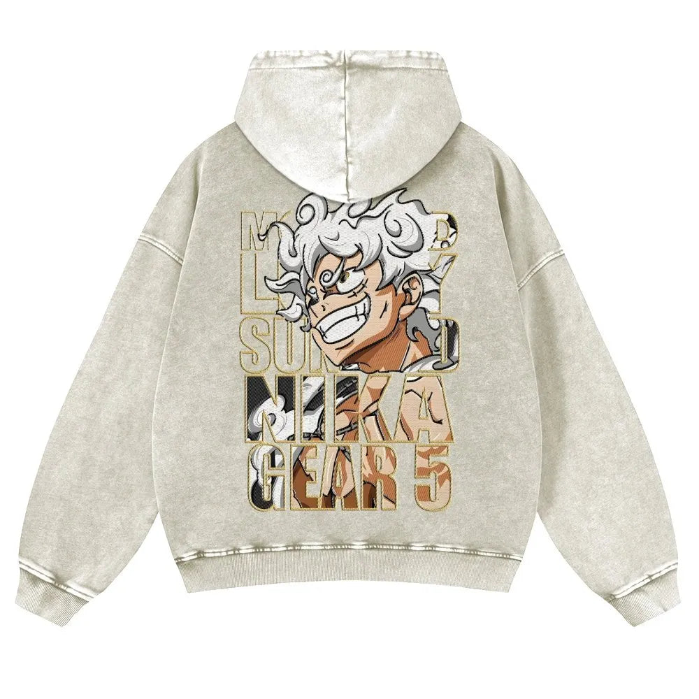 OP-Vintage Washed Luffy Hoodie