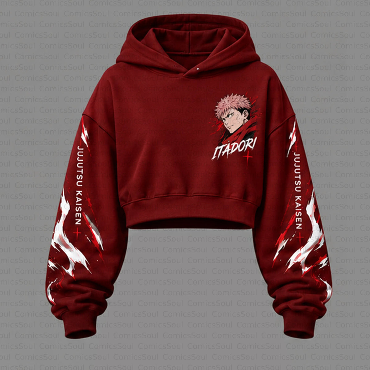 Jujutsu Kaisen Cropped Long Sleeve Hoodie & High Waist Jogger Pants Two Piece