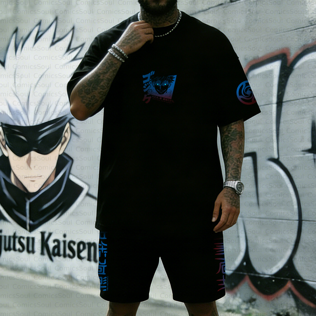 Unisex Anime Inspired Vintage T-shirt& Shorts 2 Pieces Set