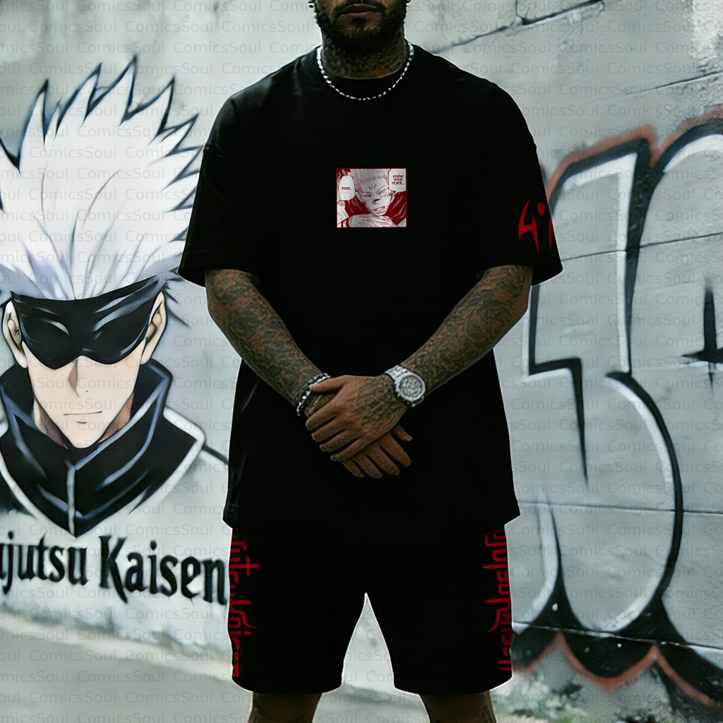 Unisex Anime Inspired Vintage T-shirt& Shorts 2 Pieces Set