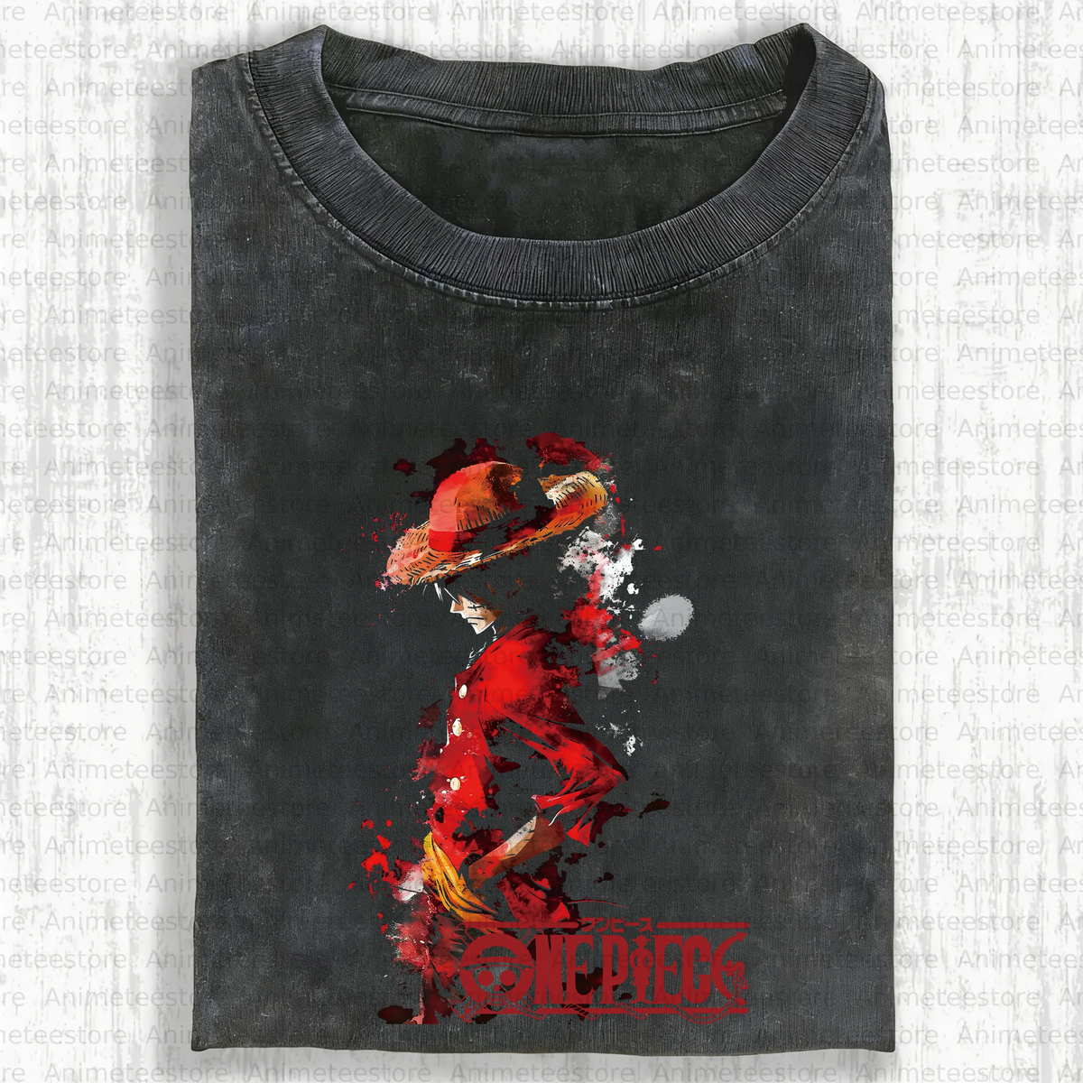 OP-Unisex Anime Inspired Vintage Washed T-Shirt
