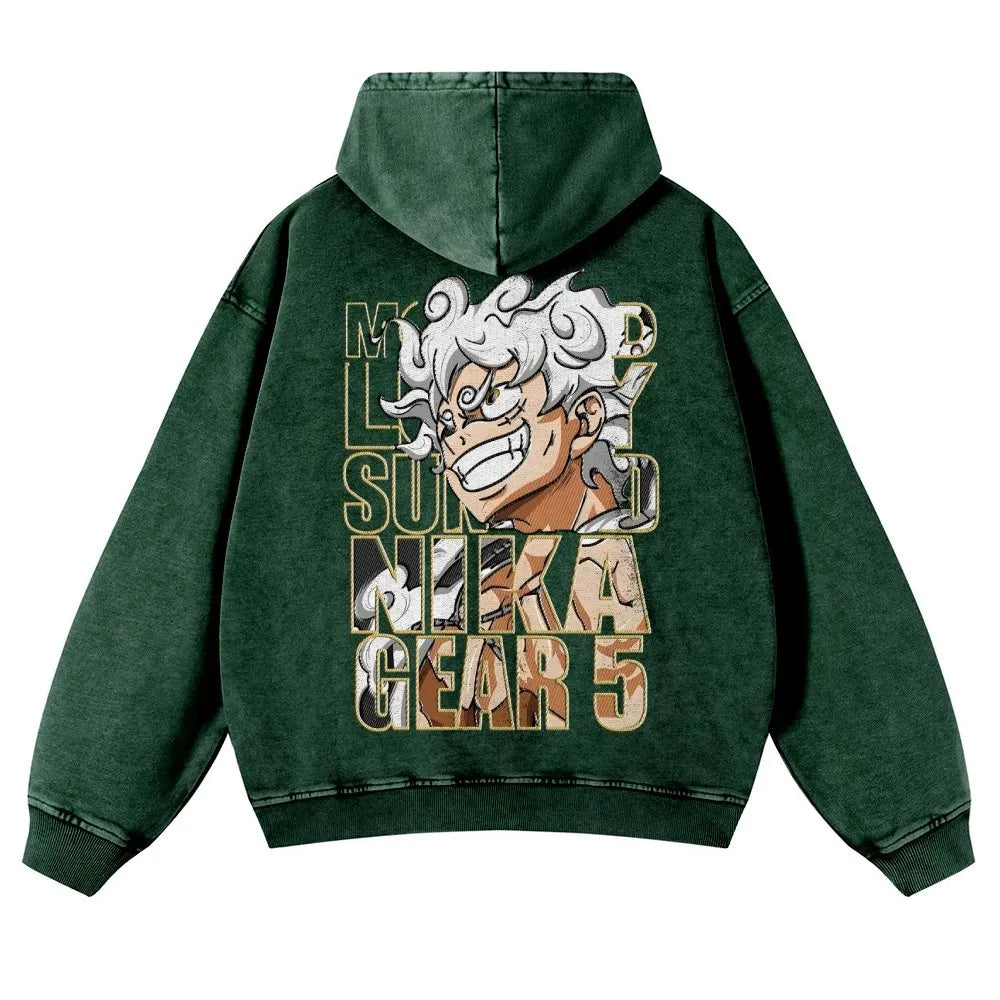 OP-Vintage Washed Luffy Hoodie