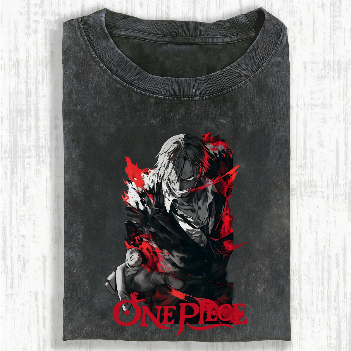 OP-Unisex Anime Inspired Vintage Washed T-Shirt