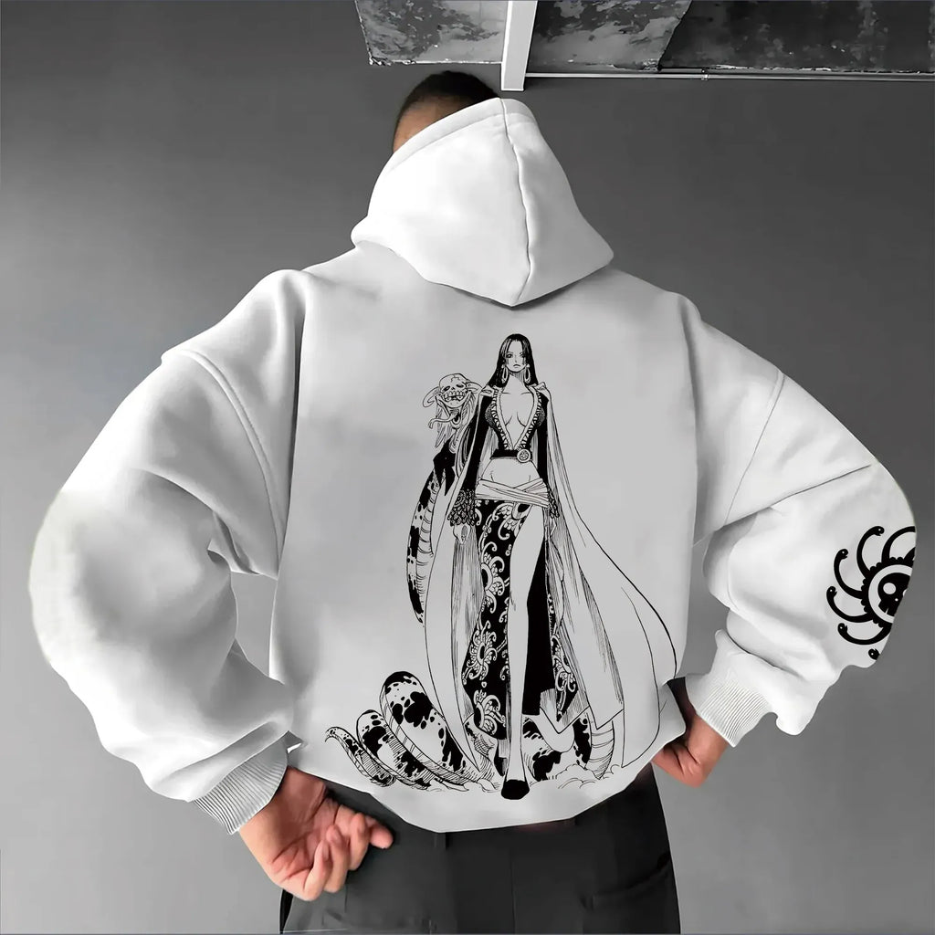 0P-Unisex Anime Graphic Streetwear Vintage Plush Hoodie