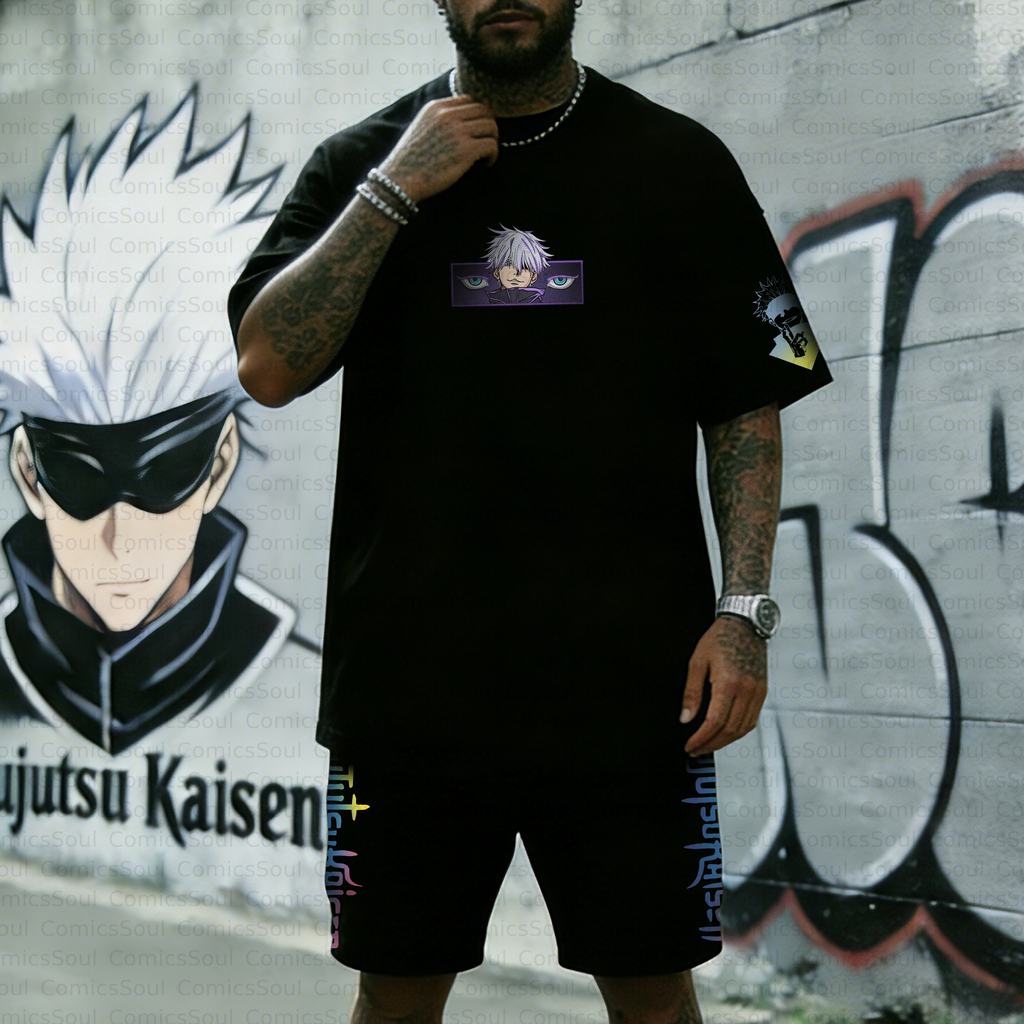 Unisex Anime Inspired Vintage T-shirt& Shorts 2 Pieces Set