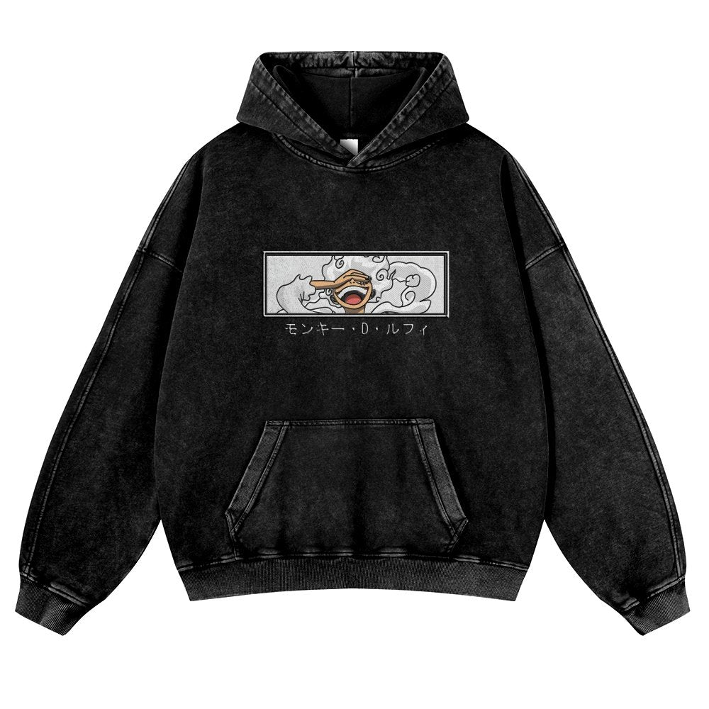 OP-Vintage Washed Luffy Hoodie