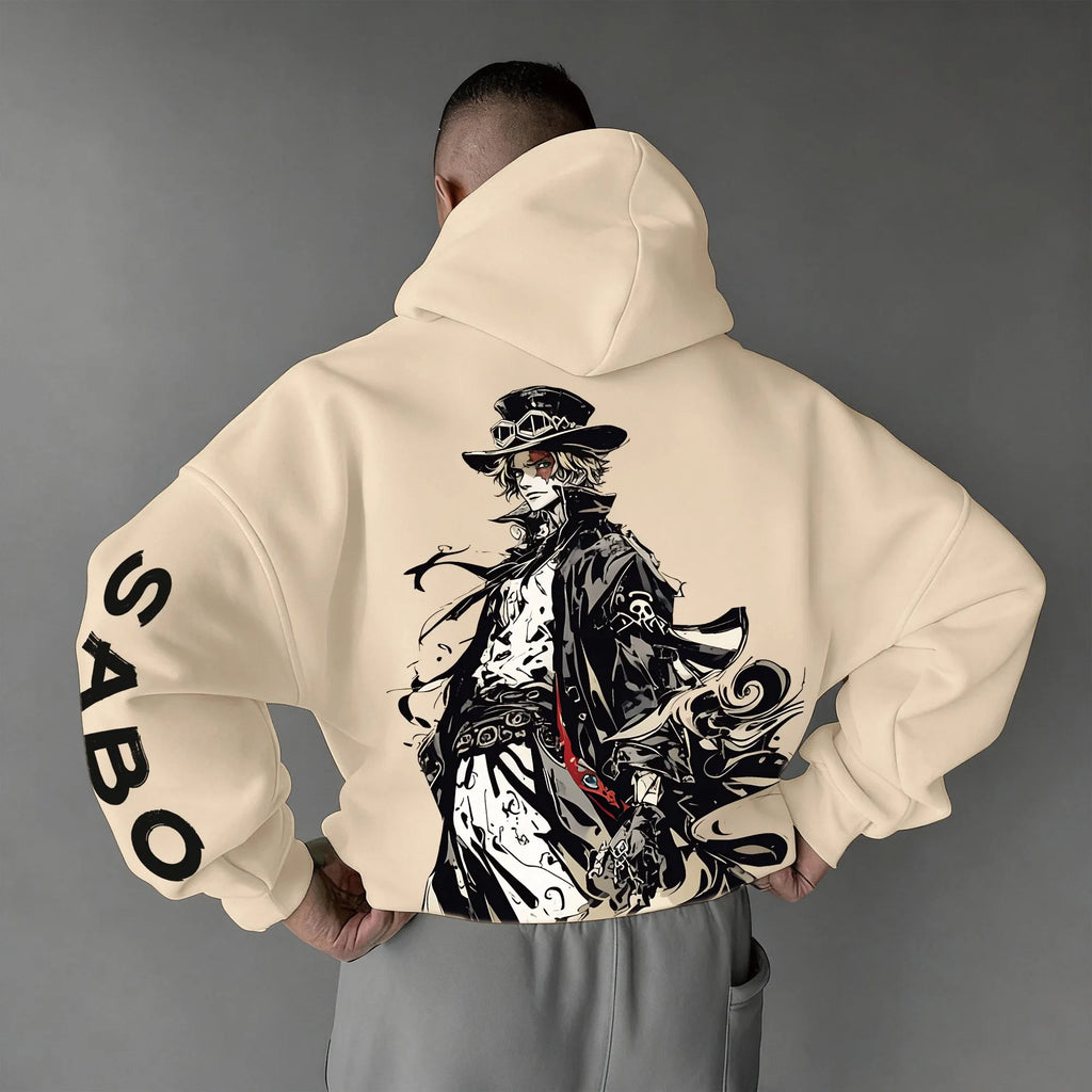0P-Unisex Anime Graphic Streetwear Vintage Plush Hoodie