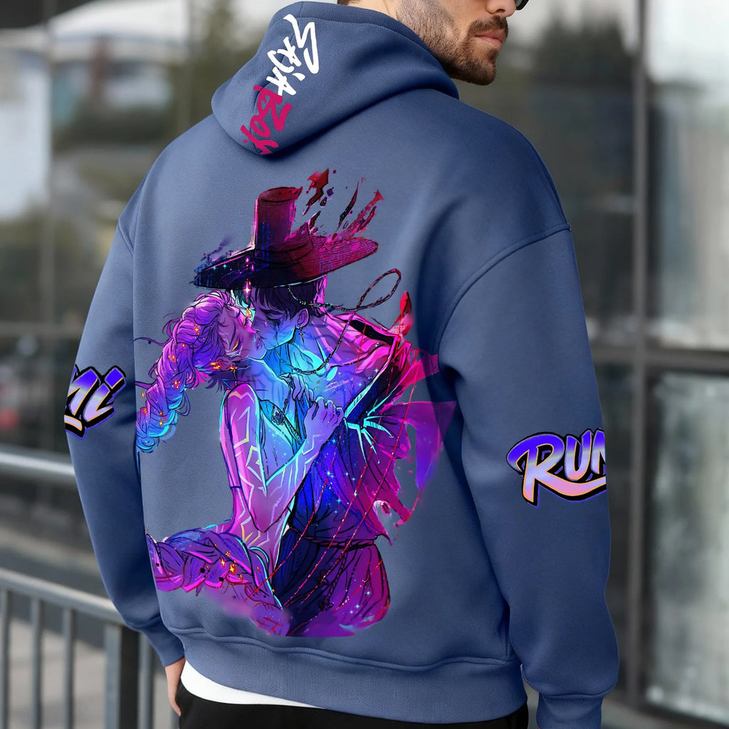 Unisex Graphic Streetwear Vintage Zipper Cardigan Plush Hoodie
