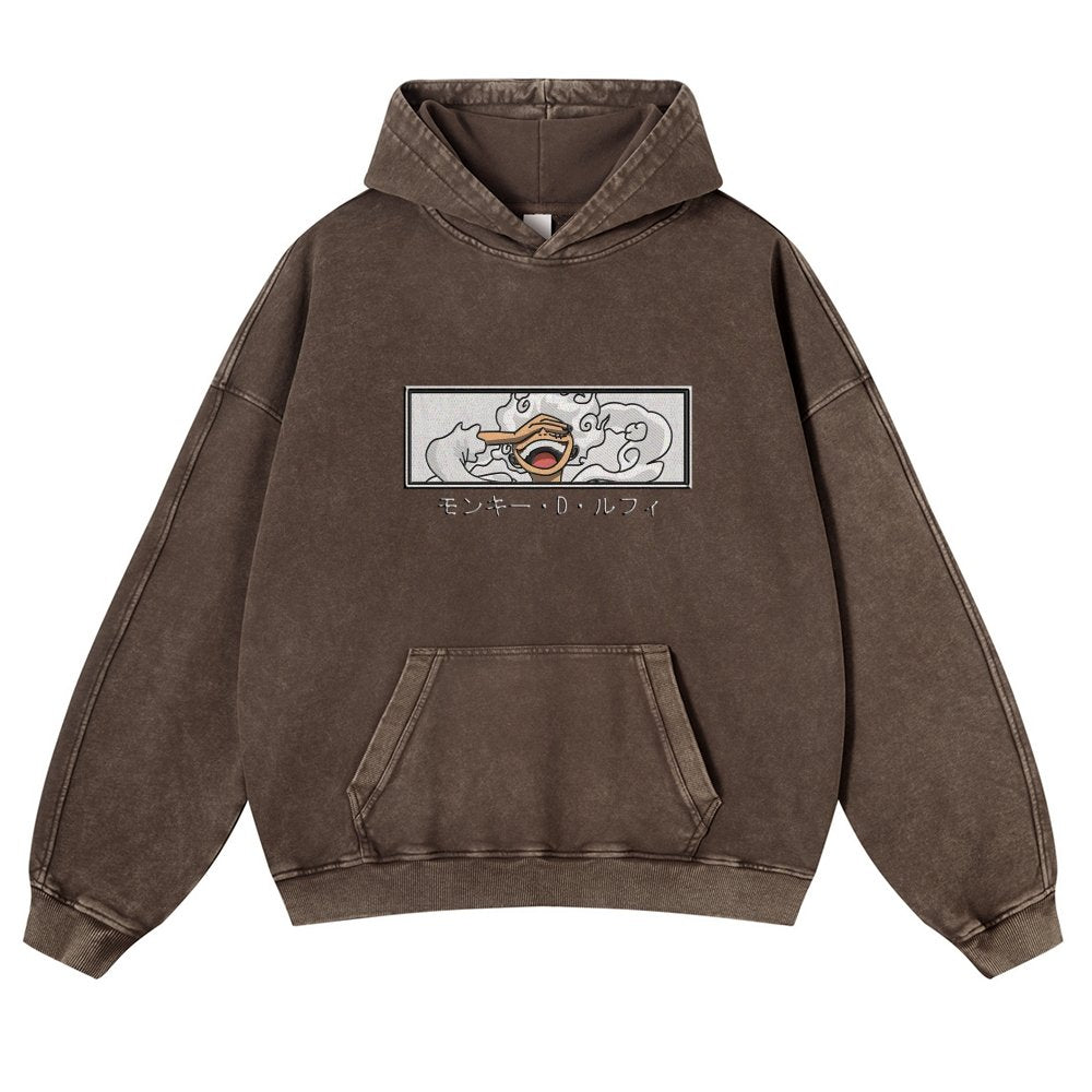 OP-Vintage Washed Luffy Hoodie