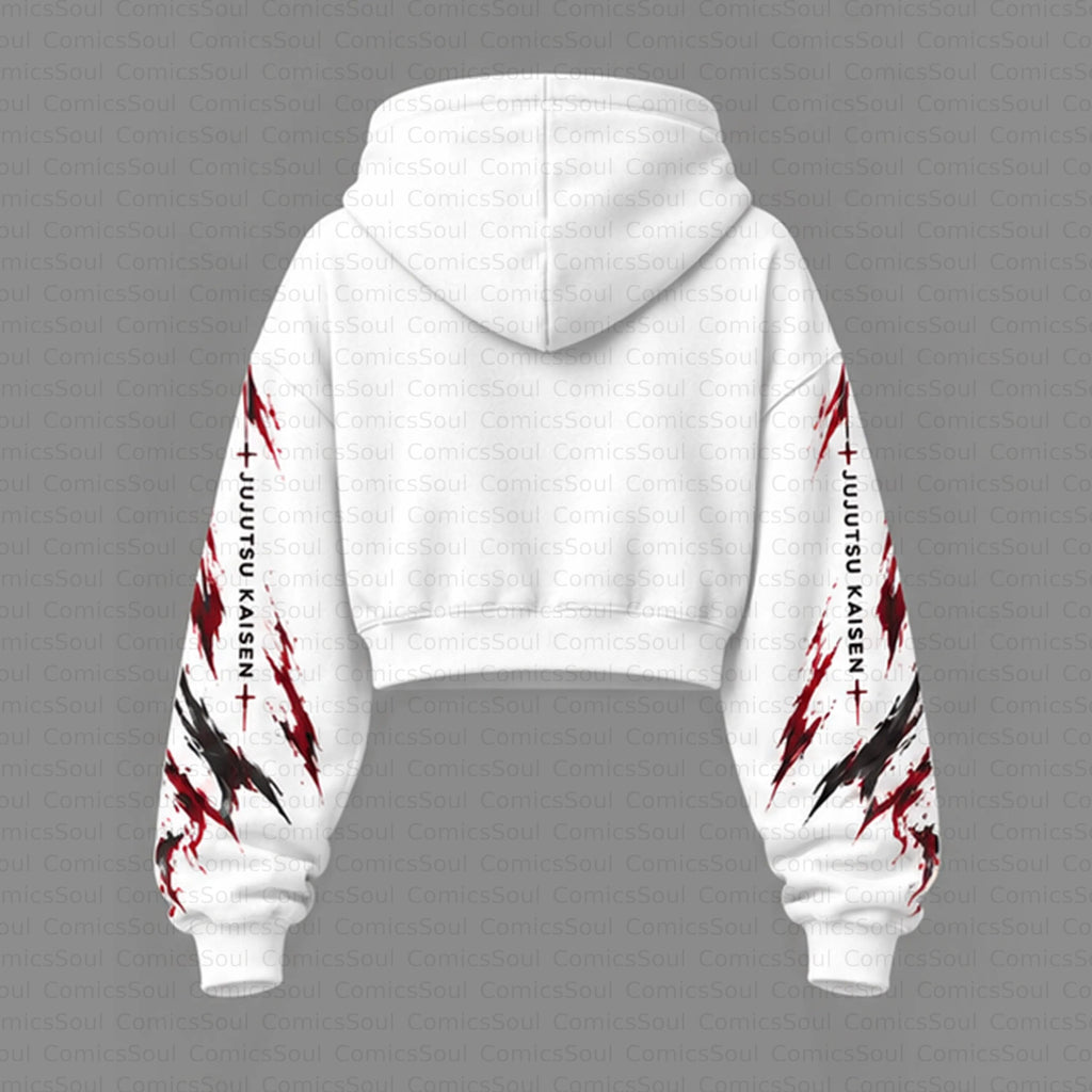 Jujutsu Kaisen Cropped Long Sleeve Hoodie & High Waist Jogger Pants Two Piece