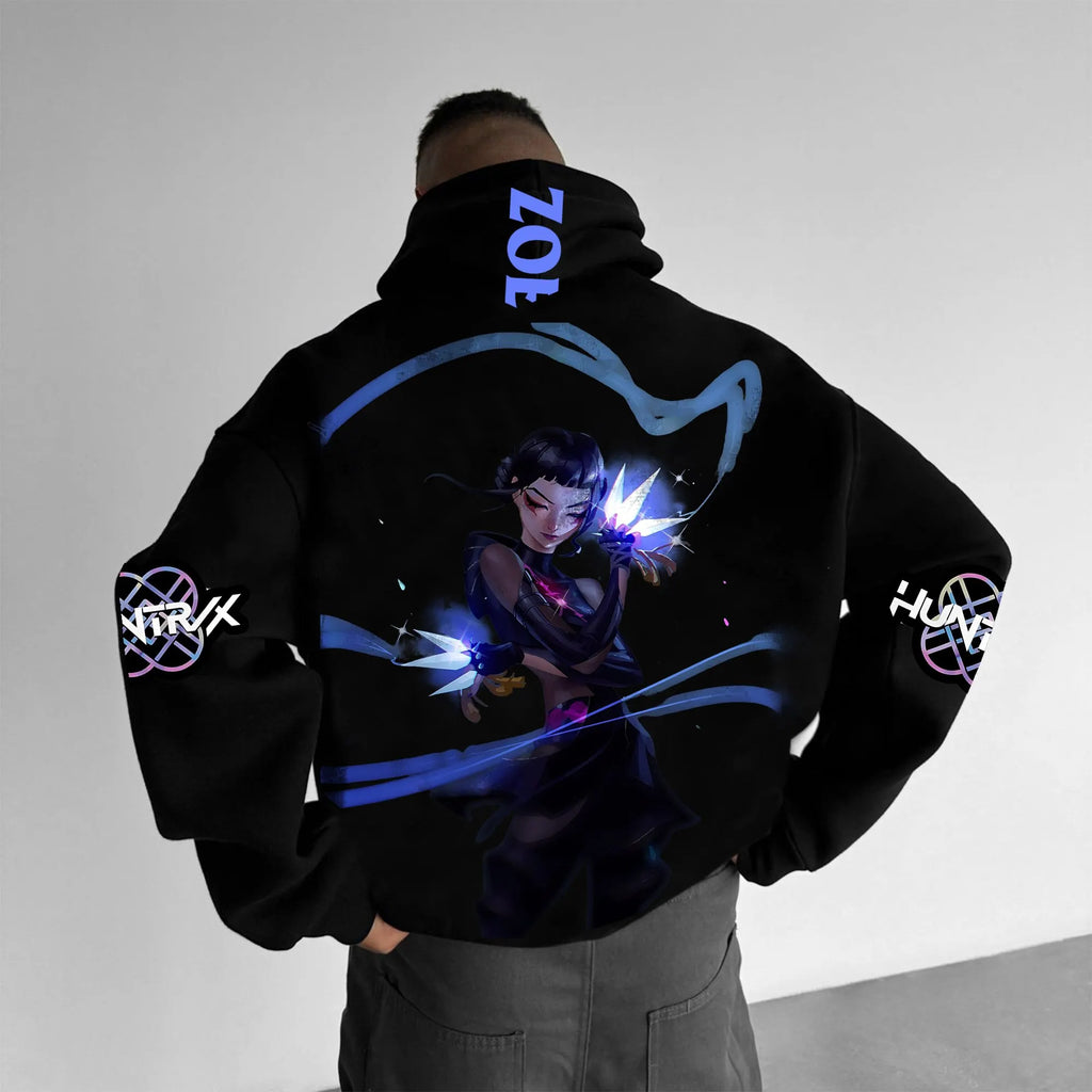 Plus Velvet Unisex Anime Graphic Streetwear Vintage Hoodie