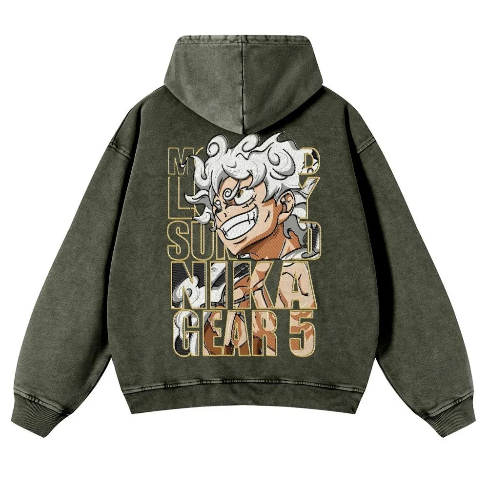 OP-Vintage Washed Luffy Hoodie