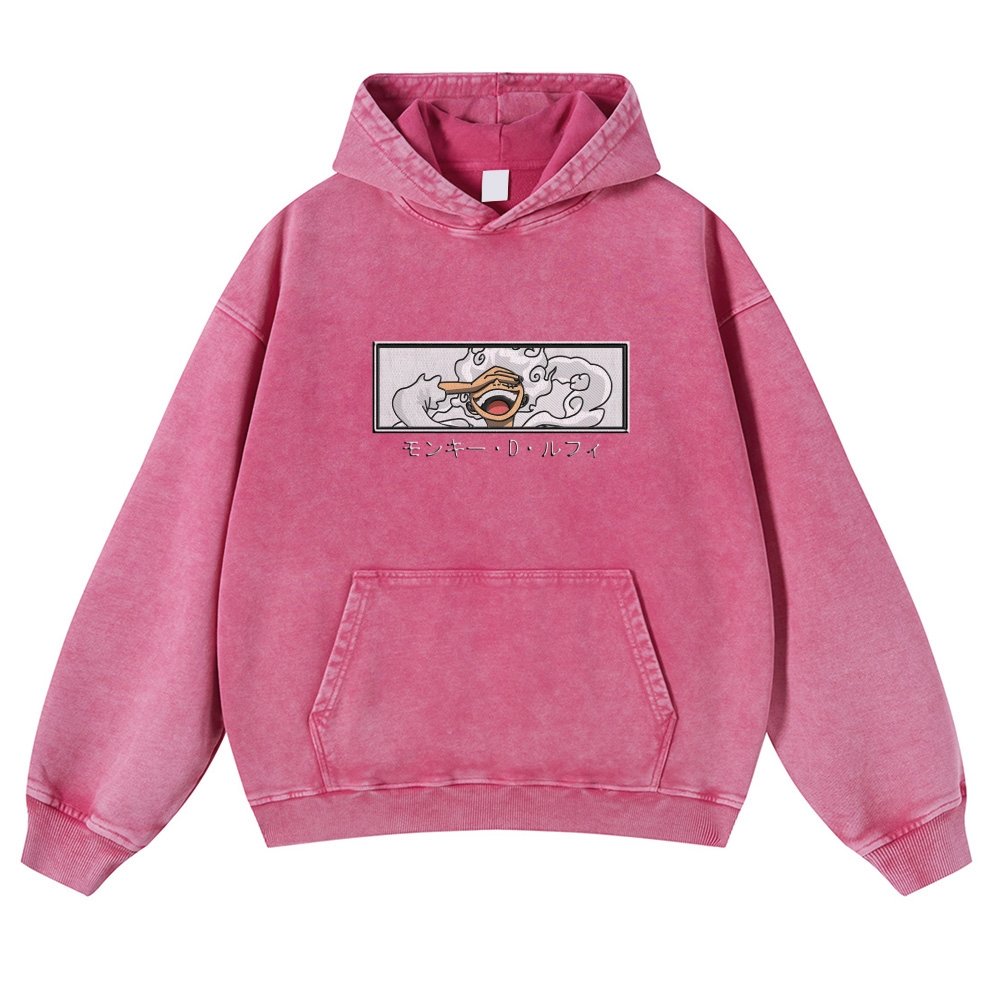 OP-Vintage Washed Luffy Hoodie