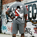 OP-Unisex Anime Inspired Vintage T-shirt& Shorts 2 Pieces Set