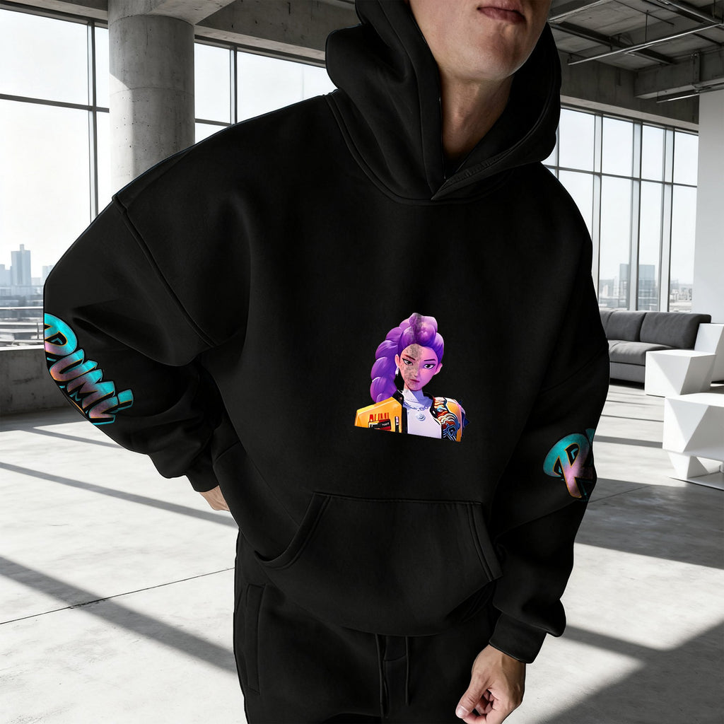 Plus Velvet Unisex Anime Graphic Streetwear Vintage Hoodie