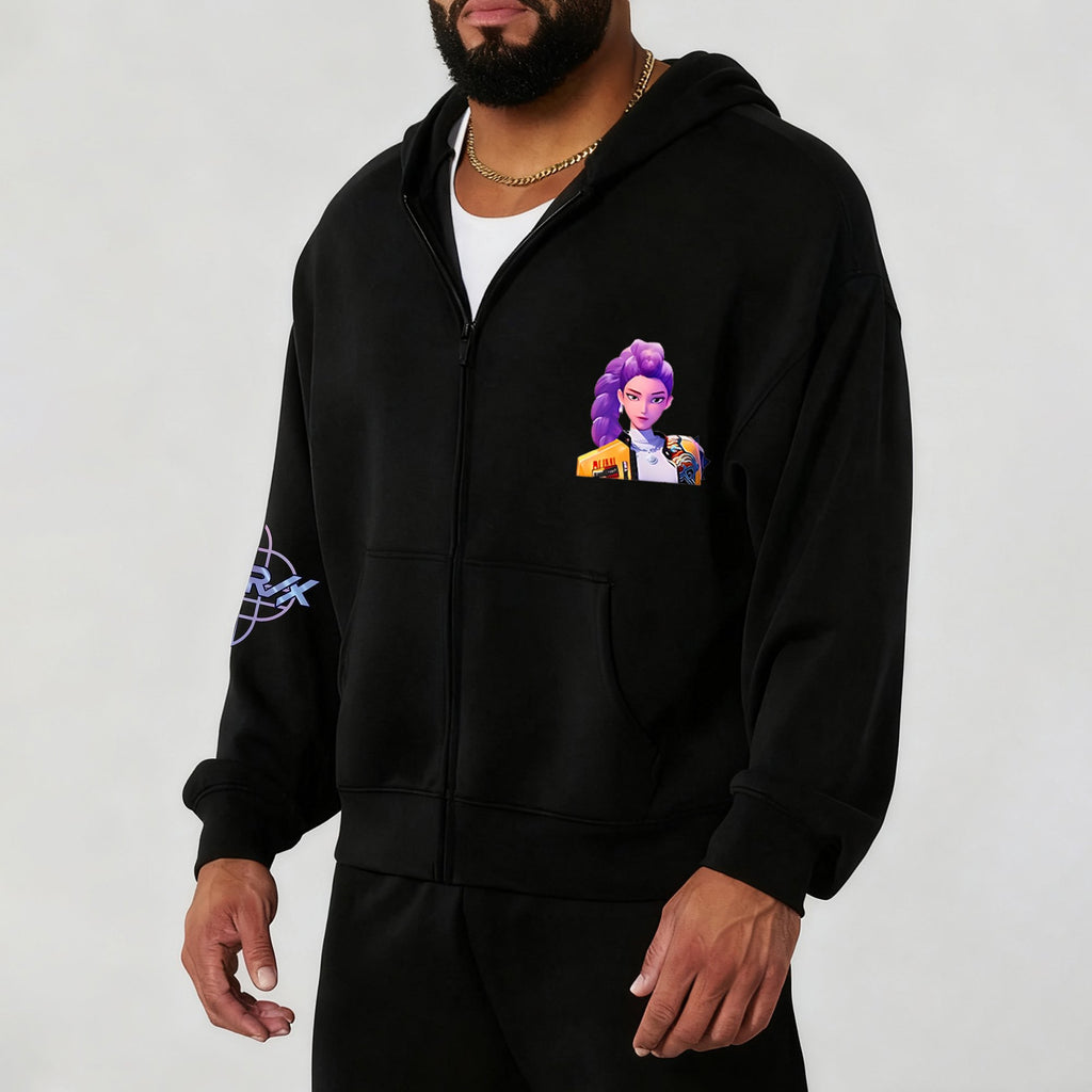 Unisex Graphic Streetwear Vintage Zipper Cardigan Plush Hoodie