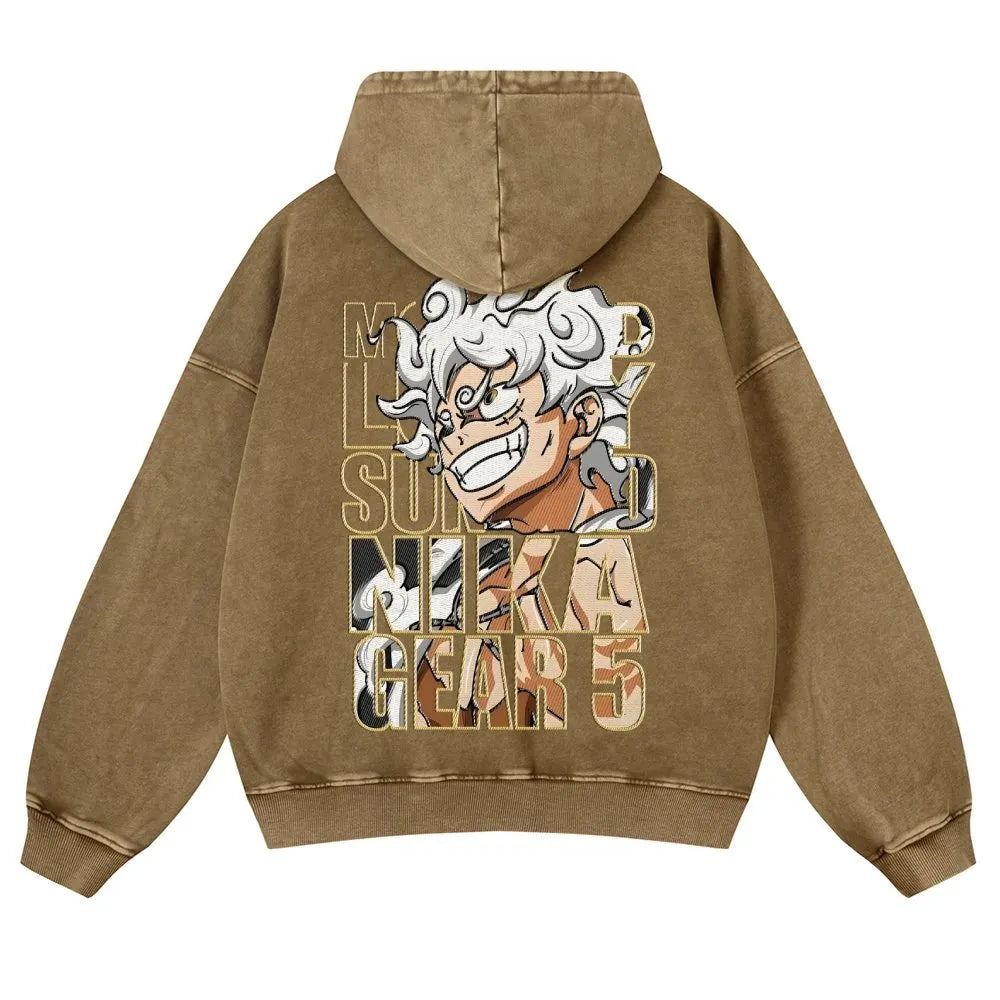 OP-Vintage Washed Luffy Hoodie