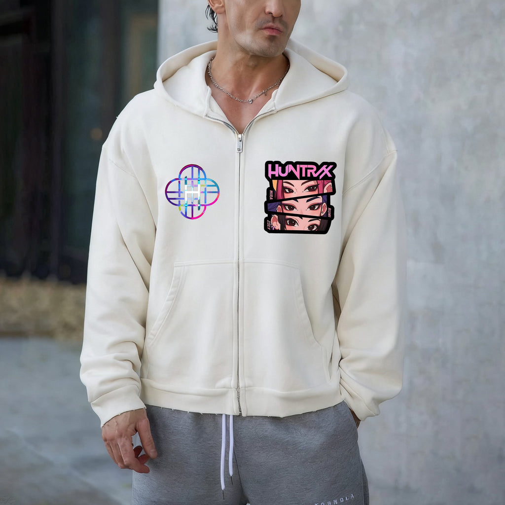 Unisex Graphic Streetwear Vintage Zipper Cardigan Plush Hoodie