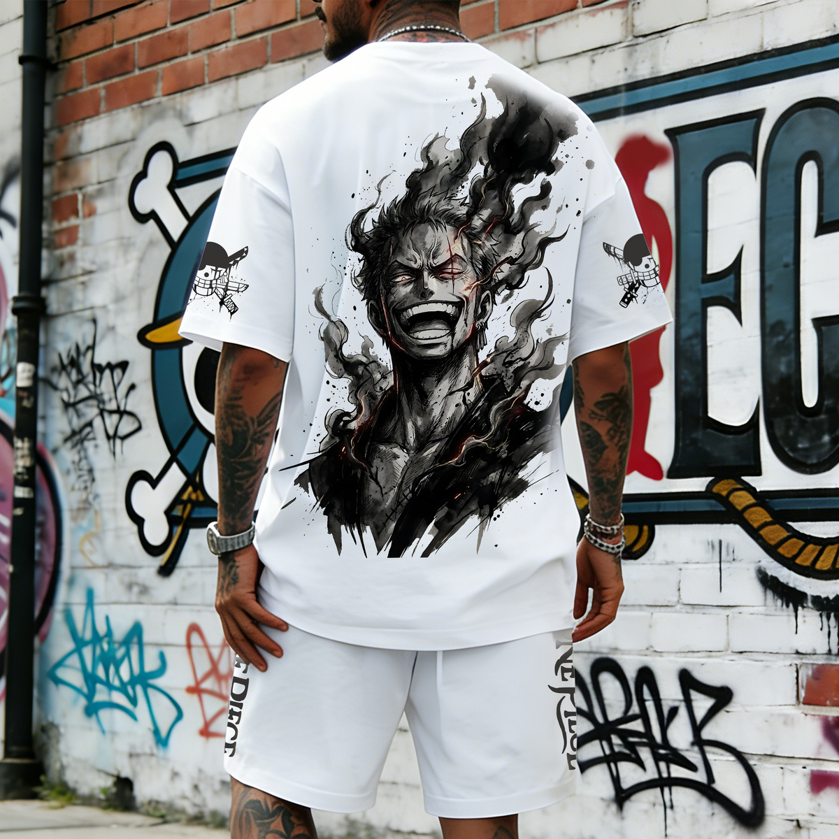 Unisex Anime Inspired Vintage T-shirt& Shorts 2 Pieces Set